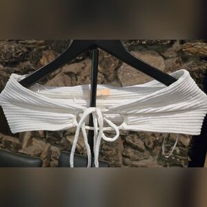 White Ribbed Lace-Up Tank Top